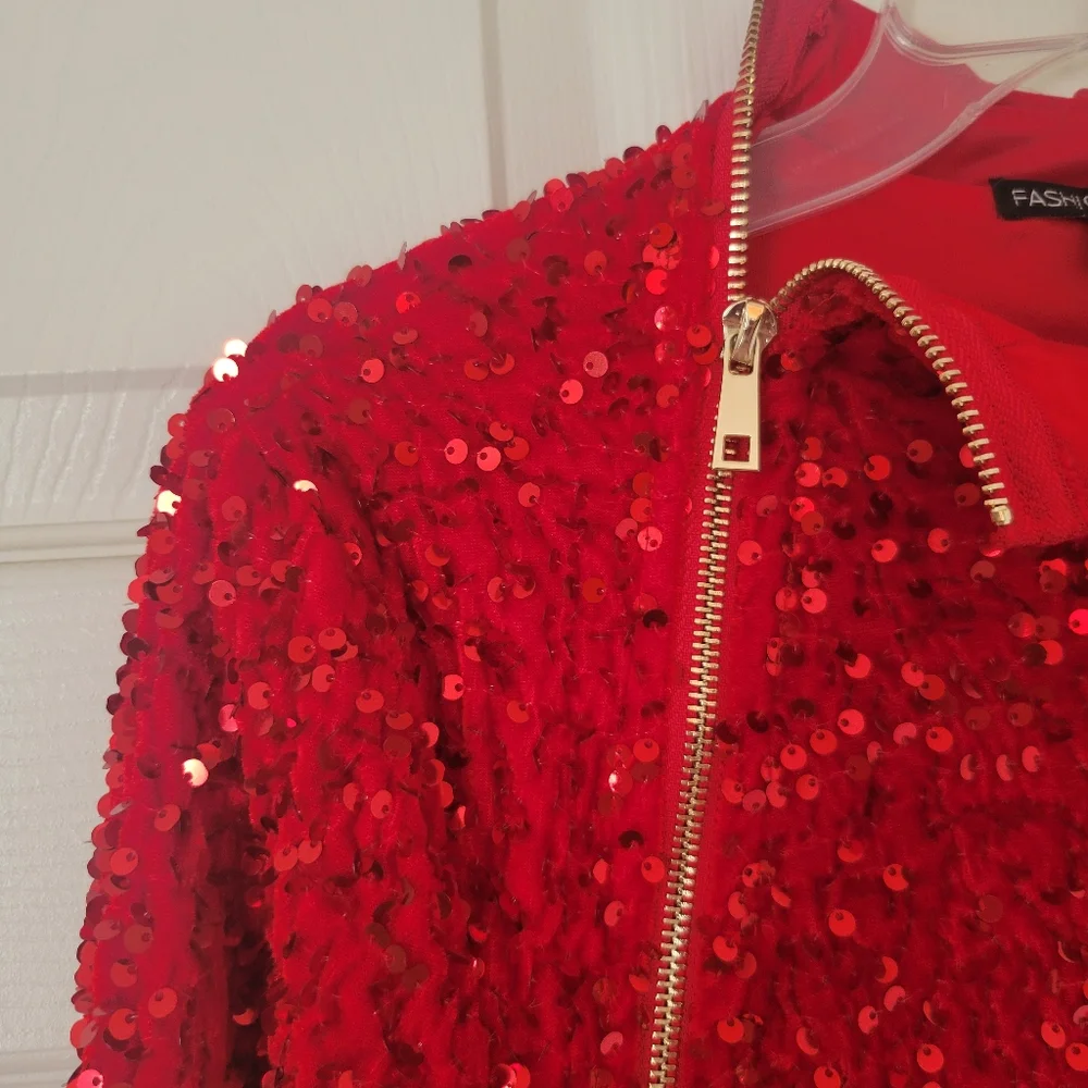 Fashion Nova Sequin Dream Mini Dress Red - Picture 3 of 10